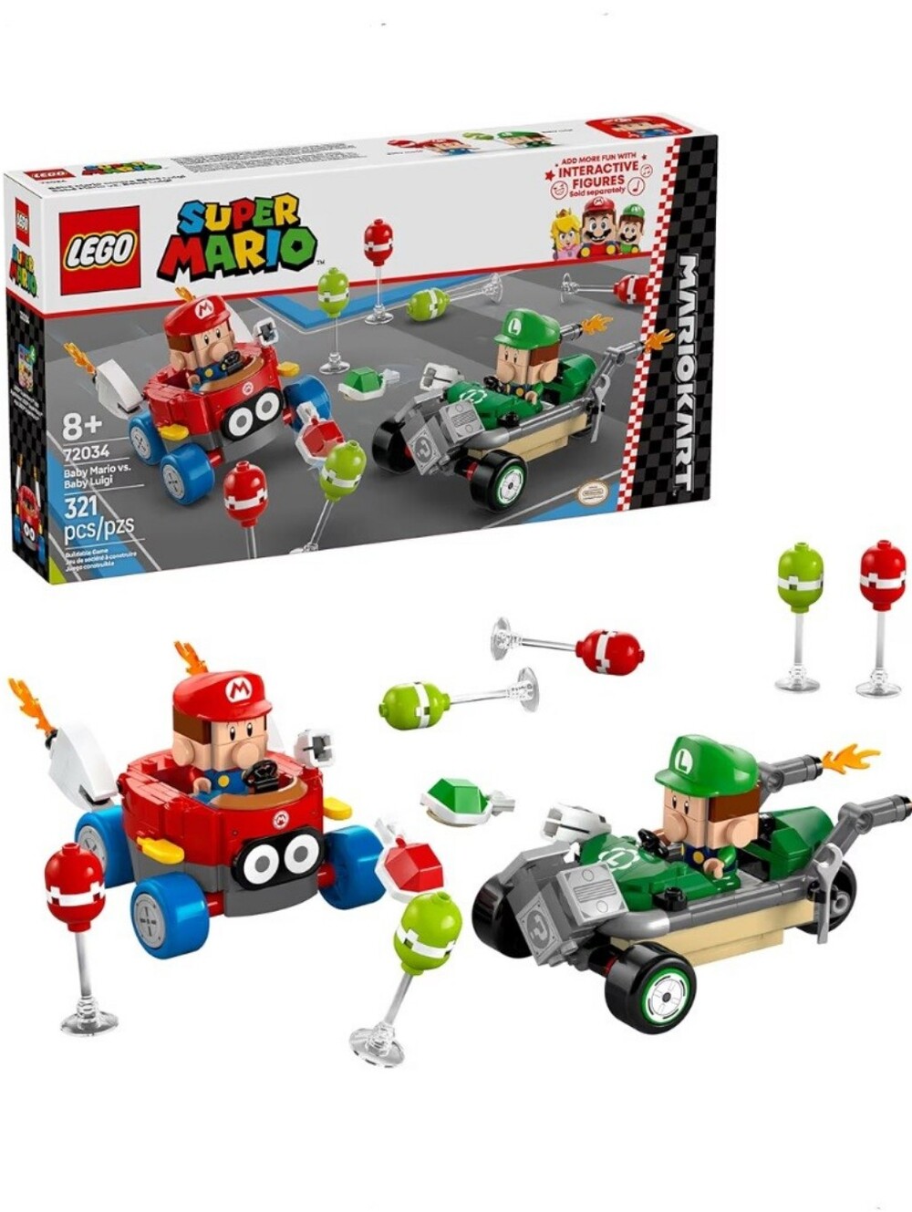 Nintendo Super Mario Kart: Baby Mario Vs Baby Luigi Lego #72034 Toy Building NIB